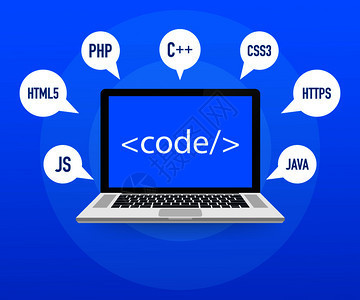 以膝上型和虛擬屏幕制作網(wǎng)站和應(yīng)用程序軟件編html5和ph代碼矢量背景演示編程代碼ph開發(fā)編概念網(wǎng)站開發(fā)和應(yīng)用程序軟件編使用膝上
